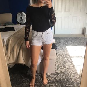 Black Free People long sleeve backless bodysuit